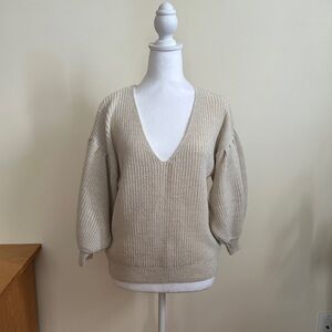 Cream V-Neck Women's Sweater